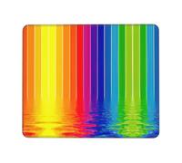 Rainbow Striped Thick Desk Pad Mouse Mat with Lock Stitch Edge, Stable Non-Slip Surface for Computer Use