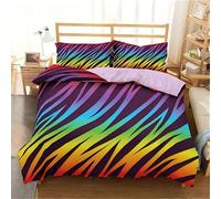 Rainbow stripes 3D Printed Duvet Cover Double,abstract geometric theme bedding set for Kids Boys Girls Teens,Colorful Stripe Quilt cover Easy Care all seasons Double