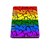 Rainbow Stripes And Black Hearts Notebook A5, Pu Leather Notebooks A5, Lined Paper Journal Notebook 180Pages/90Sheets, Workbook for Meeting, School Book for Dairy, College Essentials Journal Diary