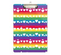 Rainbow Stripes Clipboard Acrylic Cute Clip Board Standard A4 Letter Size Clipboards with Low Profile Metal Clip for Nurses Teachers Coaches