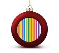 Rainbow Stripes Colorful Christmas Balls for Tree Decoration PC Baubles Hanging Ornaments Festive Decor 2PCS