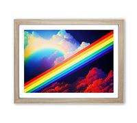 Rainbow Stripes Framed Print | A2 Oak Framed Wall Art | Ready to Hang | Modern Nature Picture | Living Room Bedroom Lounge Office