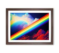 Rainbow Stripes Framed Print | A4 Walnut Framed Wall Art | Ready to Hang | Modern Nature Picture | Living Room Bedroom Lounge Office