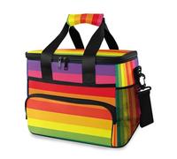 Rainbow Stripes Pattern Cooler Bag Thermal Insulated Picnic Lunch Bag Box Large Cool Bag for Beach Picnic Camping Travel Men Women