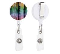 Rainbow Stripes Pattern Dripping Down Retractable Badge Holder Reel Clip ID Card Holder for Doctor Nurse Student Office Worker