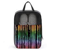 Rainbow Stripes Pattern Dripping Down Shoe Bag for Travel Daily Use Anti-dust Storage Carrier Golf Shoe Pouch