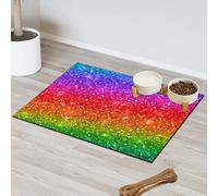 Rainbow Stripes Pet Feeding Mat for Cat Dog Water Bowl Food Mats Colorful Rainbow Pet Feeding Mats Absorbent Nti-Slip Contain Spills Protects Floors Placemat 60.9 x 81.2 cm