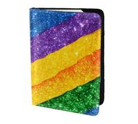 Rainbow Stripes Print 5.5in Passport Travel Document Wallet Case Stylish Secure Men Women For Travelers, Black, One Size