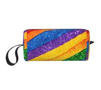Rainbow Stripes Print Simple Organizer Pouch, Lightweight Travel Bag, Foam Padded Cosmetic Case