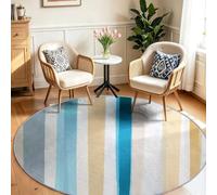Rainbow Stripes Soft Washable Faux Wool Stain Resistant Rug, Rubber Non-Slip Backing - Carpet Floor Mat for Playroom Bathroom Living Room Bedside Minimalist Rug, 60 cm