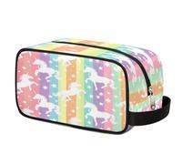Rainbow Stripes Stars Unicorn Toiletry Bag for Travel, Cosmetic Makeup Bag Waterproof Polyester Shaving Bag for Men Women Kids, Portable Organizer for Bathroom Gym Vacation