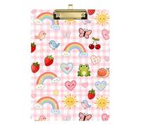 Rainbow Sun Strawberry clipboard with Folder Acrylic Cute for Nurses Home Contractor Size 9 x 12
