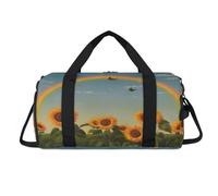 Rainbow Sunflower Butterfly Summer Sport Duffel Bag with Shoes Compartment Overnight Weekender Bags Travel Gym Luggage Organizer for Women Men Kids Girls Boys