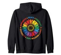 Rainbow Sunflower Kindness Peace Equality Pride Zip Hoodie