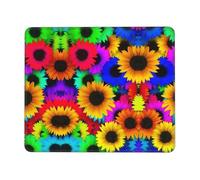 Rainbow Sunflower Non-Slip Rubber Base Mouse Pad with Lock Edge, Large Extended Desk Mat for Enhanced Game Work