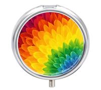 Rainbow Sunflower Pill Box, Portable with 3 Compartments, Travel Pill Holder, Cute Round Tablet Container, Mini Vitamin Holder