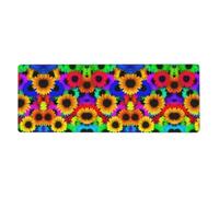 Rainbow Sunflower Printed Desktop Mouse pad Large Size Rubber Keyboard pad Suitable for Office and Home 31.5 inches x 12 inches