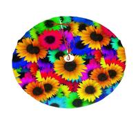 Rainbow Sunflower Printing Christmas Tree Skirt,Decorations Trees Skirts Xmas Cover For Merry Christmas Festive Decor