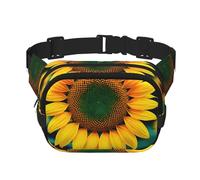 Rainbow Sunflower Square Double-Layer Waist Bag Mini Adjustable Waist Belt Bag Exercise Running Travel Hiking, Black, One Size