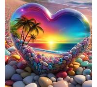 Rainbow Sunset Beach 90 Piece Jigsaw Puzzles for Adults 30x30cm, adult jigsaw puzzles 90 Pieces, Challenging&Brainteasing Puzzle Family Games, Beautiful Decoration puzzle