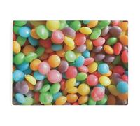 Rainbow Sweets Large Rectangular Glass Worktop Protector - Colourful Candy Gift - Smooth Board Kitchen Chopping/Cutting Board Worktop Saver with Non-Slip Feet 39cm x 28.5cm (15" x 11")