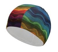 Rainbow Swim Caps for Long Short Hair, Durable Fabric Swimming Caps for Women Men Non-Slip High Elastic Swim Hats Comfortable Bathing Caps Swimming Hat to Keep Hair Clean