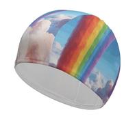 Rainbow Swim Caps for Men Women Comfortable High Elasticity Swimming Cap Personalized Swimming Hat Breathable Swim Hats Keeps Hair Clean Bathing Cap for Long Short Hair