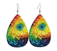 Rainbow Swirl Leather Earrings Dangle Drop Earring Lightweight Teardrop Earrings Vintage Bohemian Earring for Women Christmas Birthday Gift Fashion Jewelry