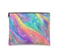 Rainbow Swirl Makeup Bag, Colorful Abstract Cosmetic Travel Pouch for Women, Portable Zipper Organizer, Festival Gift Skincare Toiletry Bag, Summer Vibe, Rainbow, 7x9 Inch, Swirl