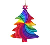 Rainbow Swirl Patterned wooden ornaments, a set of 6 decorations, suitable for hanging on Christmas trees and fireplaces.