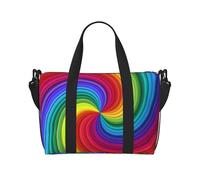 Rainbow Swirl Print Travel Duffle Bag Lightweight Weekend Bag Travel Bag Holdall with Adjustable Strap for Weekend Trips Gym Travel Daily Use