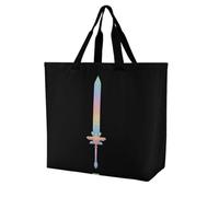 Rainbow Sword Large Tote Bag Reusable for Shopping