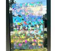 Rainbow Symphony- Rainbow Suncatcher Window Film, Crystal Patterned Window Clings, 12" X 18" Panel, Made in USA