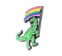 Rainbow T-Rex Dinosaur Prehistoric Tyrannosaurus LGBTQ+ Gay Pride Flag Love is Love Metal Enamel Pin Badge LGBT