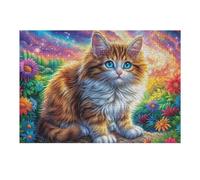 Rainbow Tabby Cat 300 Piece Pack Classic Jigsaw Puzzle Cute Pets Warm The Heart Couple Puzzle Partners Ultra Difficult Wall Decor Easter New Year Cardboard 300 PCS