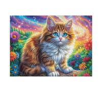 Rainbow Tabby Cat 500 Piece Pack Classic Jigsaw Puzzle Cute Pets Warm The Heart Couple Puzzle Partners Ultra Difficult Wall Decor Easter New Year Paperboard Material 500 PCS