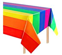 Rainbow Table Cloth, Rainbow Plastic Tablecloth, Disposable Plastic Rectangular Table Covers, Pride Table Cover For Gay Pride Party, Summer Beach Kids Birthday Cocktail Party Supplies 137x274cm