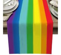 Rainbow Table Runner Pride Day Tablecloth Party Decoration Rainbow Stripes Plastic Disposable Table Covers for LGBT Gay Carnival Pride Home Dinning Room Decor Party Supplies 13 x 70 Inch
