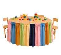 Rainbow Table Skirt 180 x 75 x 0.5 cm Table Skirt Ruffle Protector | Classroom Table Skirt Back to School Kindergarten Party Event Picnic Office Home