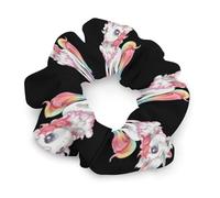 Rainbow Tail Horse Women Ponytail Holders Satin Scrunchies Stylish Hair Elastics & Ties