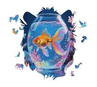 Rainbow - Tailed Goldfish Personalized Jigsaw Puzzles, 141 Pcs Wooden Jigsaw Puzzle Tiger Head Shape Puzzle Gift