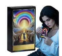 Rainbow Tarot Cards - Classic Antique Deck Divination Oracle Game | Full English Meanings Beginner Friendly Artistic Vintage Design for Ritual Reading Party Favor Collection
