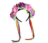 Rainbow Tassels Flower Headwear Party Halloween Bride Headpiece Tassels Bride Hair Hoop For Live Show Role Play Handmade Fabric Hair Accessories For Parties