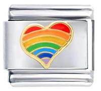 Rainbow Teardrop Heart Italian Charm link 9mm - Fits Bracelets Charms