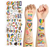 Rainbow Temporary Tattoos, 500-Piece Multicoloured Face And Body Set | Assorted Hearts, Lips, Stars, Butterflies, Flags, Sunglasses And Lettering, For Festivals, Parties And Group Activities