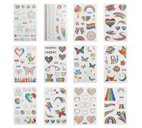 Rainbow Temporary Tattoos, Waterproof Glitter Temporary Stickers for Kids and Adults 130+ Unique Designs Pride Tattoos for Birthday Parties, Pride Parades, And Celebrations(12 Sheets)