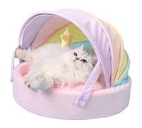 Rainbow Tent Pet House - Semi Enclosed Cat Bed, Warm Breathable Nest | Foldable Indoor Comfort Sleeping Shelter, Purpose Cushion Mattress Retreat for Cats Puppies Small Animals