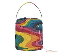 Rainbow Textured Wave Art Crochet Bag Small Crochet Bag with Holes Travel Bag for Crochet Carrier Crochet Organizers