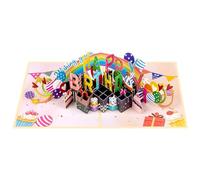 Rainbow Themed Pop Up Birthday Cards 3D Greeting Card Envelopes Included in Kids and Adult Party Celebrations