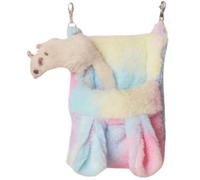 Rainbow Thick Velvet Ferret Sugar Gliders Hammock Pouch Sack Swing Hanging Bed for Rat Guinea Pig Squirrel and Other Small Animal (Colorful-Pink)